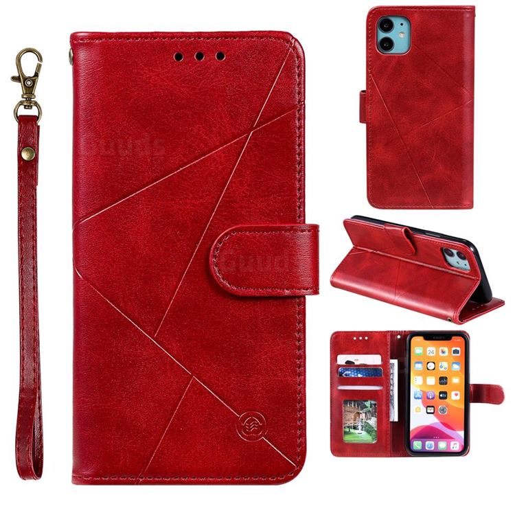 Embossing Geometric Leather Wallet Case for iPhone 11 (6.1 inch) - Red