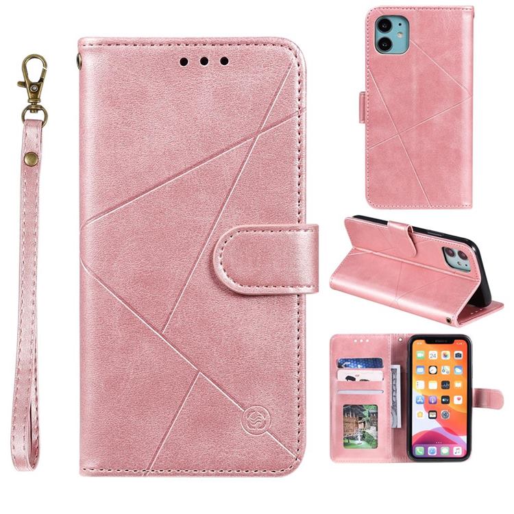 Embossing Geometric Leather Wallet Case for iPhone 11 (6.1 inch) - Rose Gold
