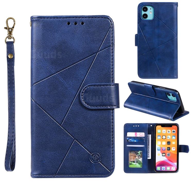 Embossing Geometric Leather Wallet Case for iPhone 11 (6.1 inch) - Blue