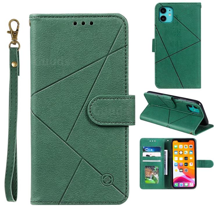 Embossing Geometric Leather Wallet Case for iPhone 11 (6.1 inch) - Green