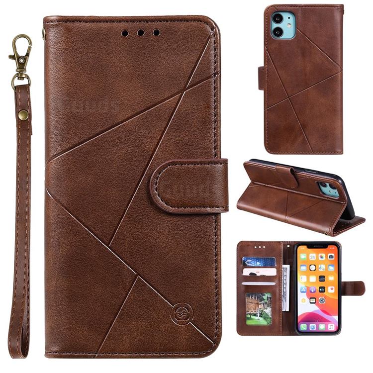 Embossing Geometric Leather Wallet Case for iPhone 11 (6.1 inch) - Brown
