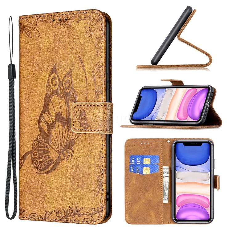 Binfen Color Imprint Vivid Butterfly Leather Wallet Case for iPhone 11 (6.1 inch) - Brown