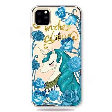 Blue Flower Unicorn Clear Varnish Soft Phone Back Cover for iPhone 11 Pro Max (6.5 inch)