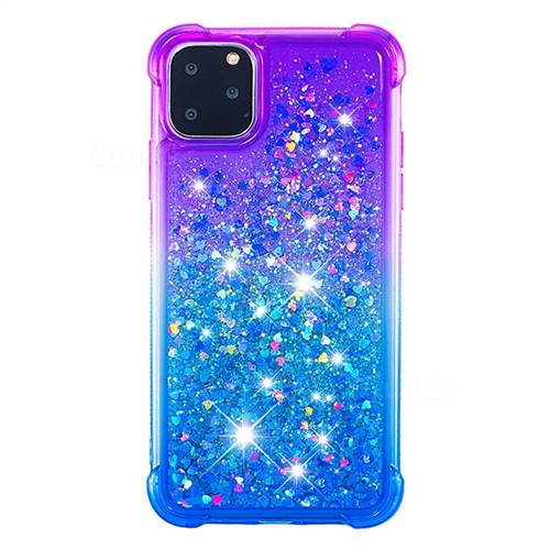 Rainbow Gradient Liquid Glitter Quicksand Sequins Phone Case for iPhone 11 Pro Max 6.5 inch Purple Blue