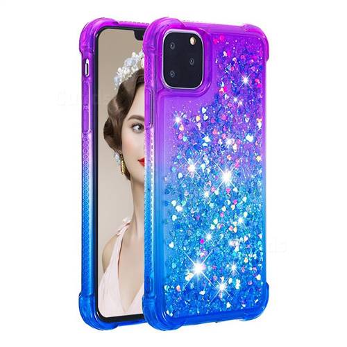 Rainbow Gradient Liquid Glitter Quicksand Sequins Phone Case for iPhone 12  mini (5.4 inch) - Pink Blue