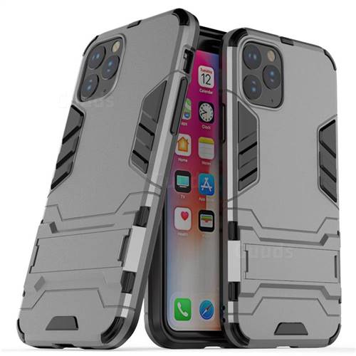 Armor Premium Tactical Grip Kickstand Shockproof Dual Layer Rugged Hard Cover for iPhone 11 Pro Max (6.5 inch) - Gray