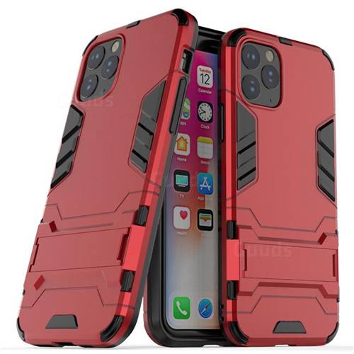 Armor Premium Tactical Grip Kickstand Shockproof Dual Layer Rugged Hard Cover for iPhone 11 Pro Max (6.5 inch) - Wine Red