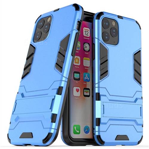 Armor Premium Tactical Grip Kickstand Shockproof Dual Layer Rugged Hard Cover for iPhone 11 Pro Max (6.5 inch) - Light Blue