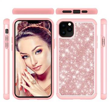 Glitter Rhinestone Bling Shock Absorbing Hybrid Defender Rugged Phone Case Cover for iPhone 11 Pro Max (6.5 inch) - Rose Gold