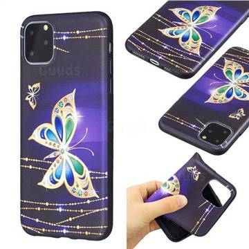 Golden Shining Butterfly 3D Embossed Relief Black Soft Back Cover for iPhone 11 Pro Max (6.5 inch)