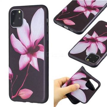 Lotus Flower 3D Embossed Relief Black Soft Back Cover for iPhone 11 Pro Max (6.5 inch)