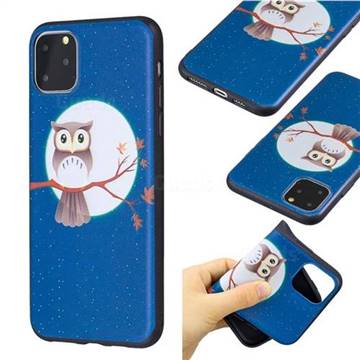 Moon and Owl 3D Embossed Relief Black Soft Back Cover for iPhone 11 Pro Max (6.5 inch)