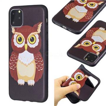 Big Owl 3D Embossed Relief Black Soft Back Cover for iPhone 11 Pro Max (6.5 inch)
