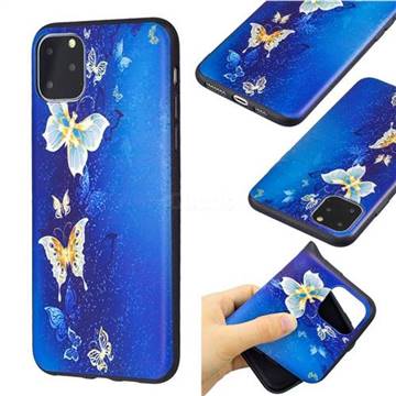 Golden Butterflies 3D Embossed Relief Black Soft Back Cover for iPhone 11 Pro Max (6.5 inch)