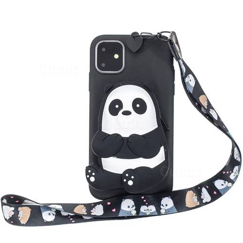 Cute Panda Neck Lanyard Zipper Wallet Silicone Case For Iphone 11 Pro Max 6 5 Inch Iphone 11 Pro Max 6 5 Inch Cases Guuds