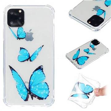 Blue butterfly Anti-fall Clear Varnish Soft TPU Back Cover for iPhone 11 Pro Max (6.5 inch)
