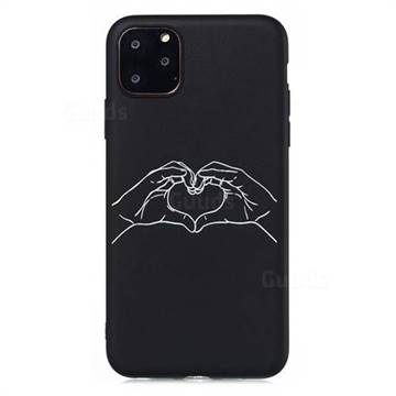 Heart Hand Stick Figure Matte Black TPU Phone Cover for iPhone 11 Pro Max (6.5 inch)