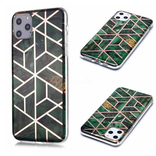 Green Rhombus Galvanized Rose Gold Marble Phone Back Cover for iPhone 11 Pro Max (6.5 inch)