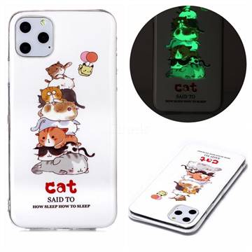 Cute Cat Noctilucent Soft TPU Back Cover for iPhone 11 Pro Max (6.5 inch)