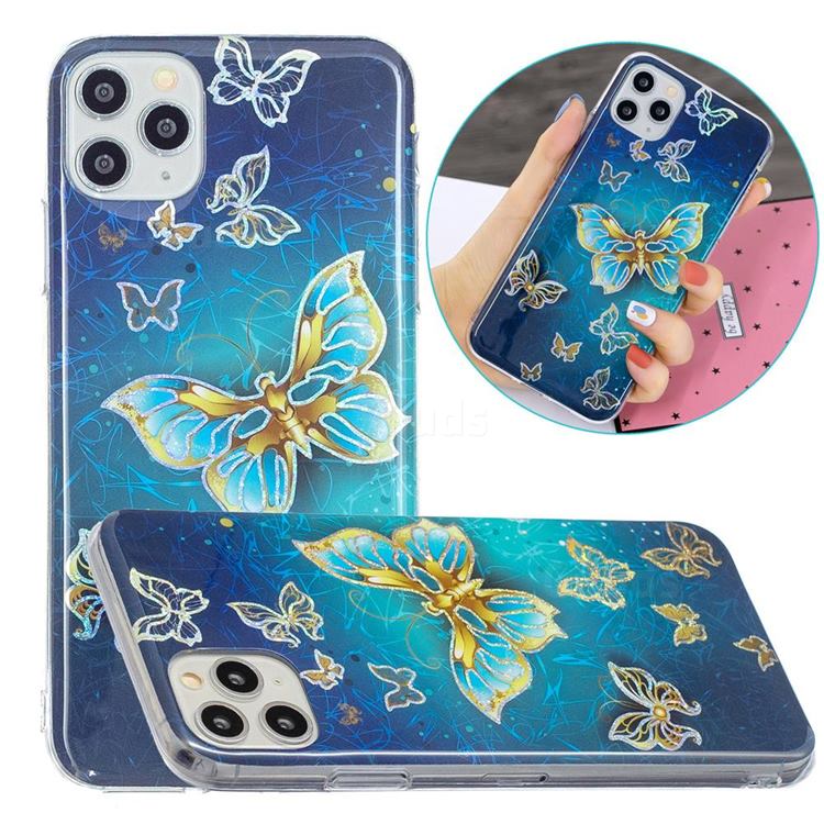 Golden Butterfly Painted Galvanized Electroplating Soft Phone Case Cover for iPhone 11 Pro Max (6.5 inch)