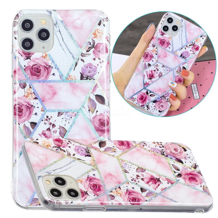 Rose Flower Painted Galvanized Electroplating Soft Phone Case Cover for iPhone 11 Pro Max (6.5 inch)