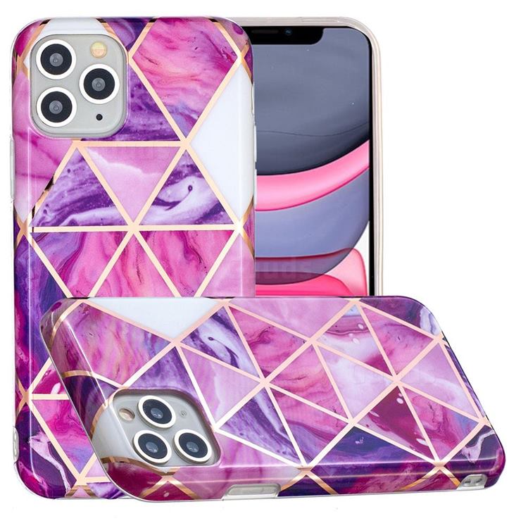 Purple Dream Triangle Painted Marble Electroplating Protective Case for iPhone 11 Pro Max (6.5 inch)