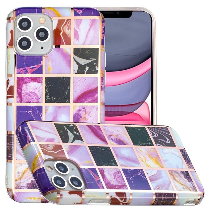 Square Puzzle Painted Marble Electroplating Protective Case for iPhone 11 Pro Max (6.5 inch)