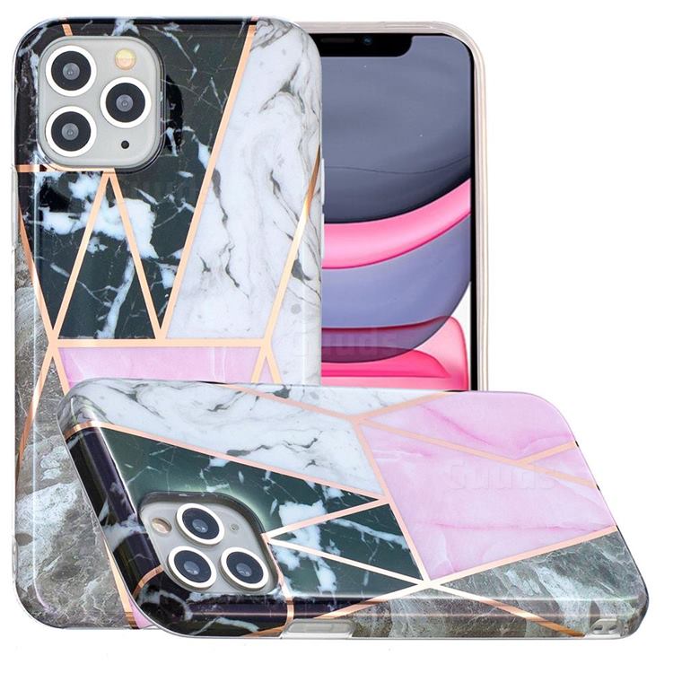 Pink and Black Painted Marble Electroplating Protective Case for iPhone 11 Pro Max (6.5 inch)