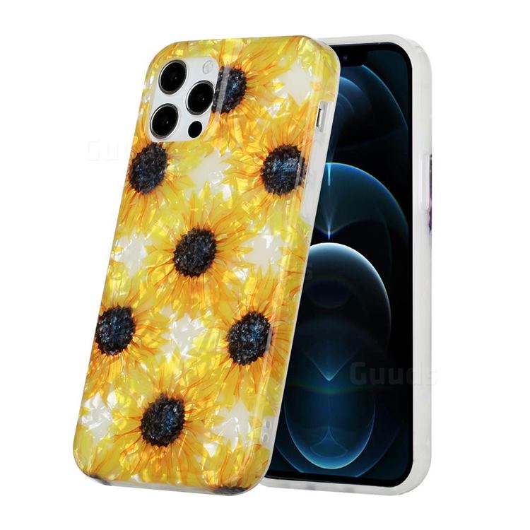 Yellow Sunflowers Shell Pattern Glossy Rubber Silicone Protective Case Cover for iPhone 11 Pro Max (6.5 inch)