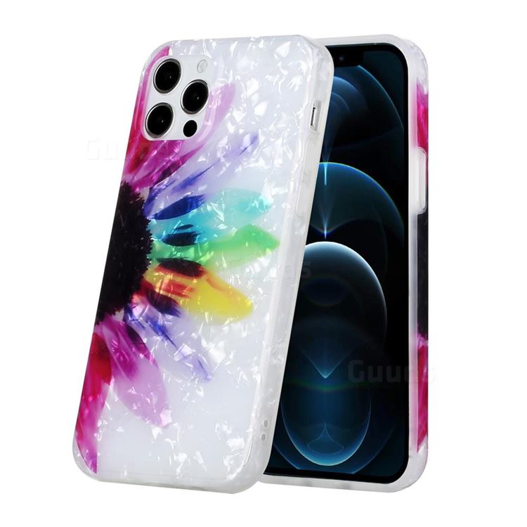Colored Sunflower Shell Pattern Glossy Rubber Silicone Protective Case Cover for iPhone 11 Pro Max (6.5 inch)