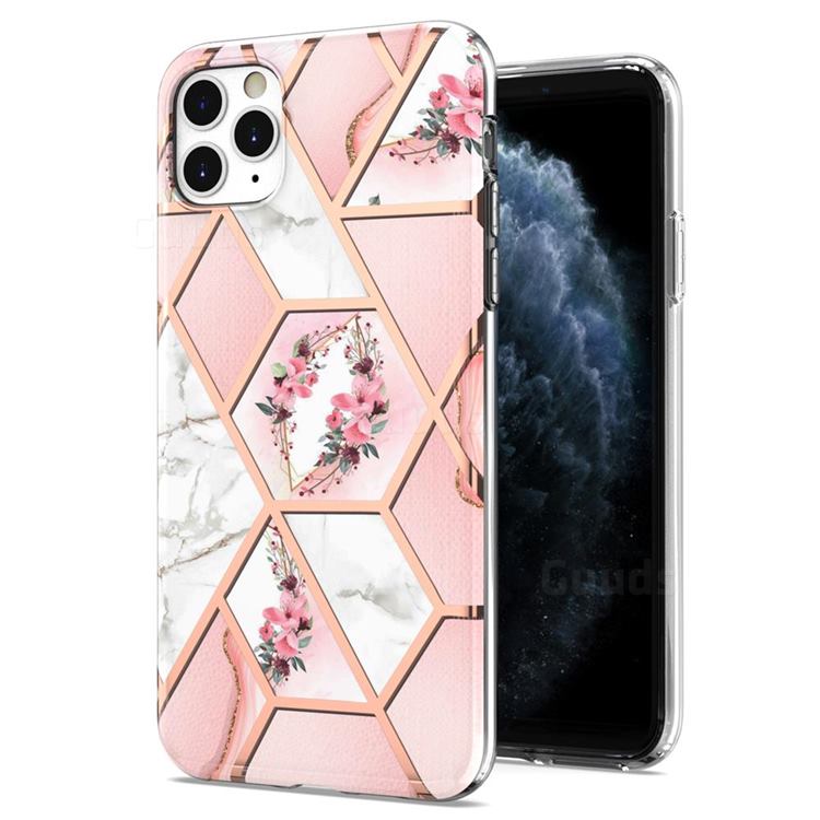 Pink Flower Marble Electroplating Protective Case Cover for iPhone 11 Pro Max (6.5 inch)
