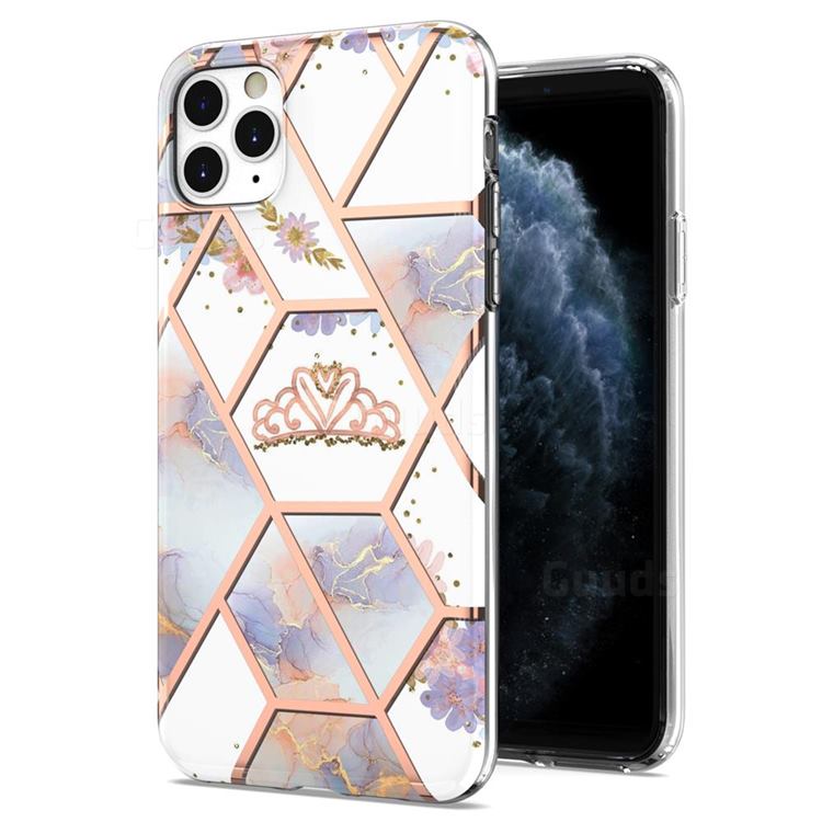 Crown Purple Flower Marble Electroplating Protective Case Cover for iPhone 11 Pro Max (6.5 inch)