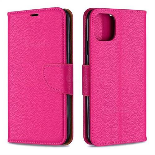 Classic Luxury Litchi Leather Phone Wallet Case for iPhone 11 Pro Max - Rose