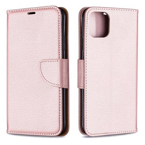 Classic Luxury Litchi Leather Phone Wallet Case for iPhone 11 Pro Max - Golden