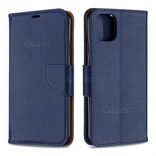Classic Luxury Litchi Leather Phone Wallet Case for iPhone 11 Pro Max - Blue