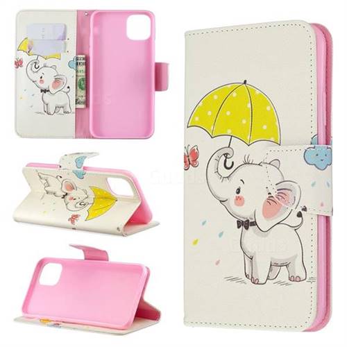 Umbrella Elephant Leather Wallet Case for iPhone 11 Pro Max
