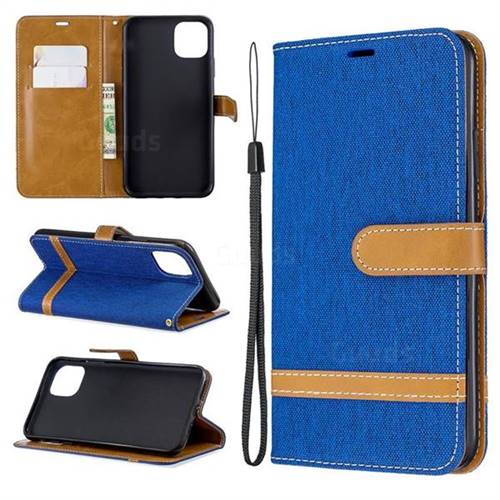 Jeans Cowboy Denim Leather Wallet Case for iPhone 11 Pro Max - Sapphire