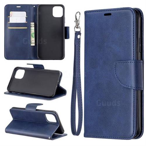 Classic Sheepskin PU Leather Phone Wallet Case for iPhone 11 Pro Max (6.5 inch) - Blue