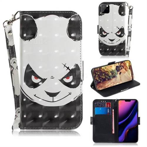 Angry Bear 3D Painted Leather Wallet Phone Case for iPhone 11 Pro Max (6.5 inch)