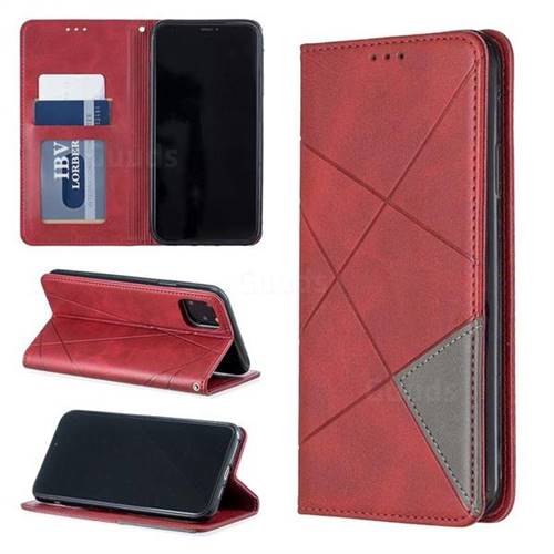 Prismatic Slim Magnetic Sucking Stitching Wallet Flip Cover for iPhone 11 Pro Max (6.5 inch) - Red
