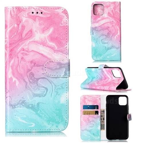 Pink Green Marble PU Leather Wallet Case for iPhone 11 Pro Max (6.5 inch)