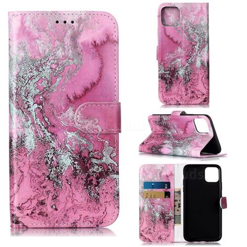 Pink Seawater PU Leather Wallet Case for iPhone 11 Pro Max (6.5 inch)