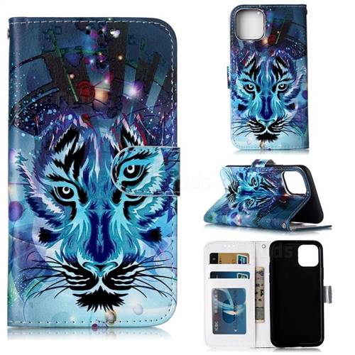 Ice Wolf 3D Relief Oil PU Leather Wallet Case for iPhone 11 Pro Max (6.5 inch)