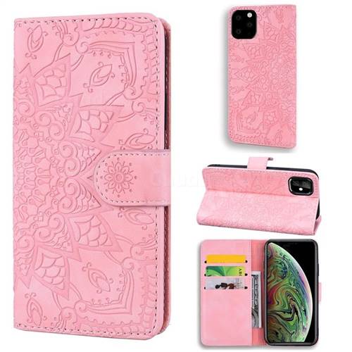 Retro Embossing Mandala Flower Leather Wallet Case for iPhone 11 Pro Max (6.5 inch) - Pink
