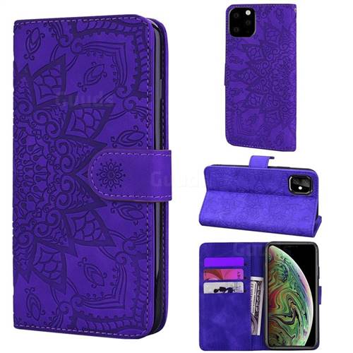 Retro Embossing Mandala Flower Leather Wallet Case for iPhone 11 Pro Max (6.5 inch) - Purple