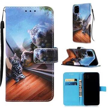 Mirror Cat Matte Leather Wallet Phone Case for iPhone 11 Pro Max (6.5 inch)