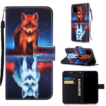 Water Fox Matte Leather Wallet Phone Case for iPhone 11 Pro Max (6.5 inch)