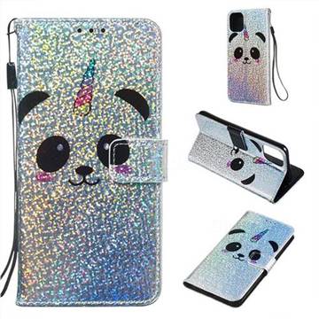 Panda Unicorn Sequins Painted Leather Wallet Case for iPhone 11 Pro Max (6.5 inch)