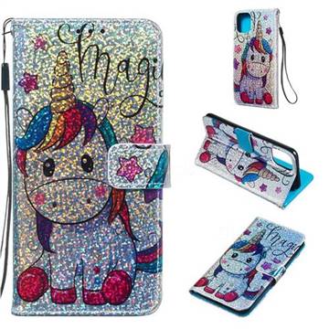 Star Unicorn Sequins Painted Leather Wallet Case for iPhone 11 Pro Max (6.5 inch)