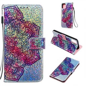 Glutinous Flower Sequins Painted Leather Wallet Case for iPhone 11 Pro Max (6.5 inch)